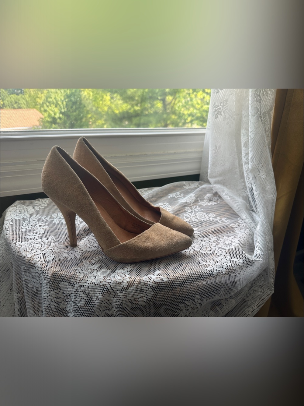 Madewell Tan Suede Pointed-Toe Stiletto Pumps